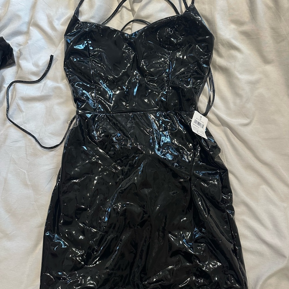 Windsor Black Patent Leather Dress for Halloween Costume